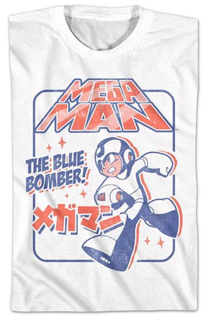 Youth Distressed Blue Bomber Mega Man Shirt