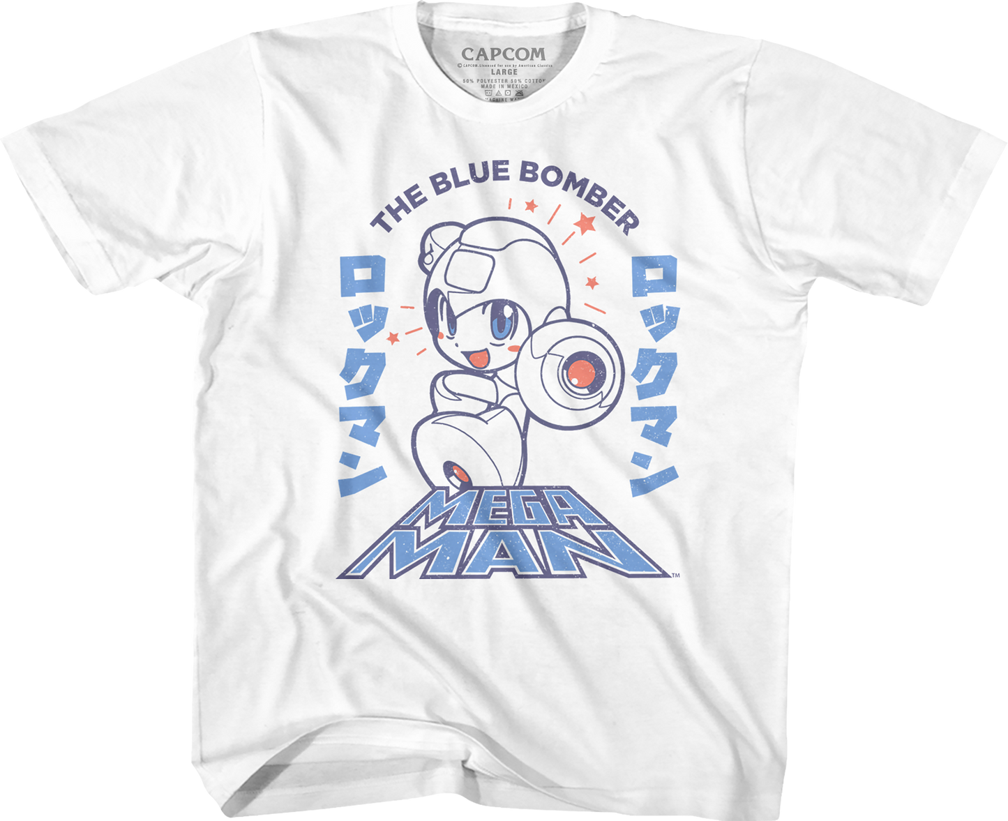 Youth Japanese Text Mega Man Shirt